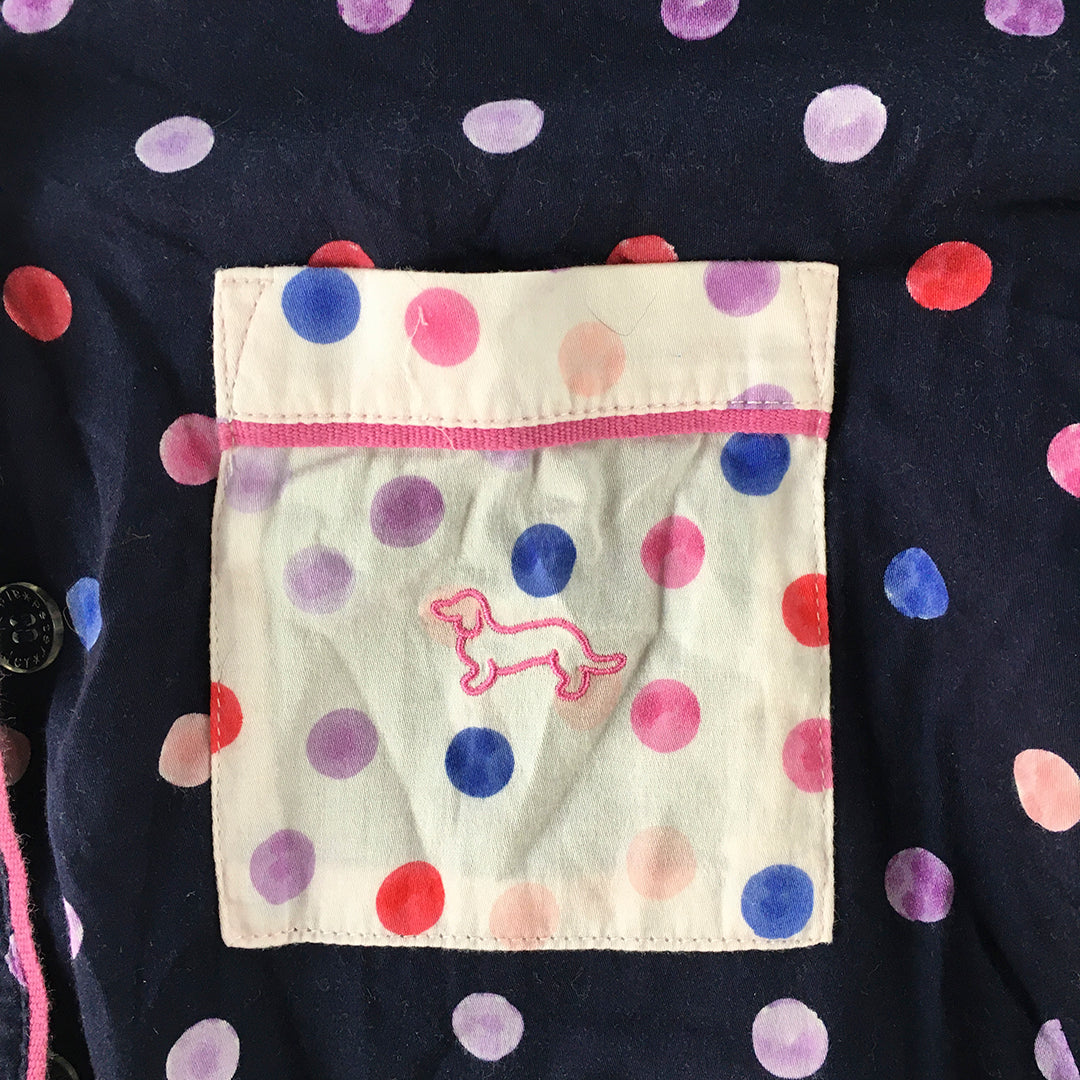 Peter Alexander Womens Sleep Shirt Size M Navy Blue Polka Dot Pajama Button