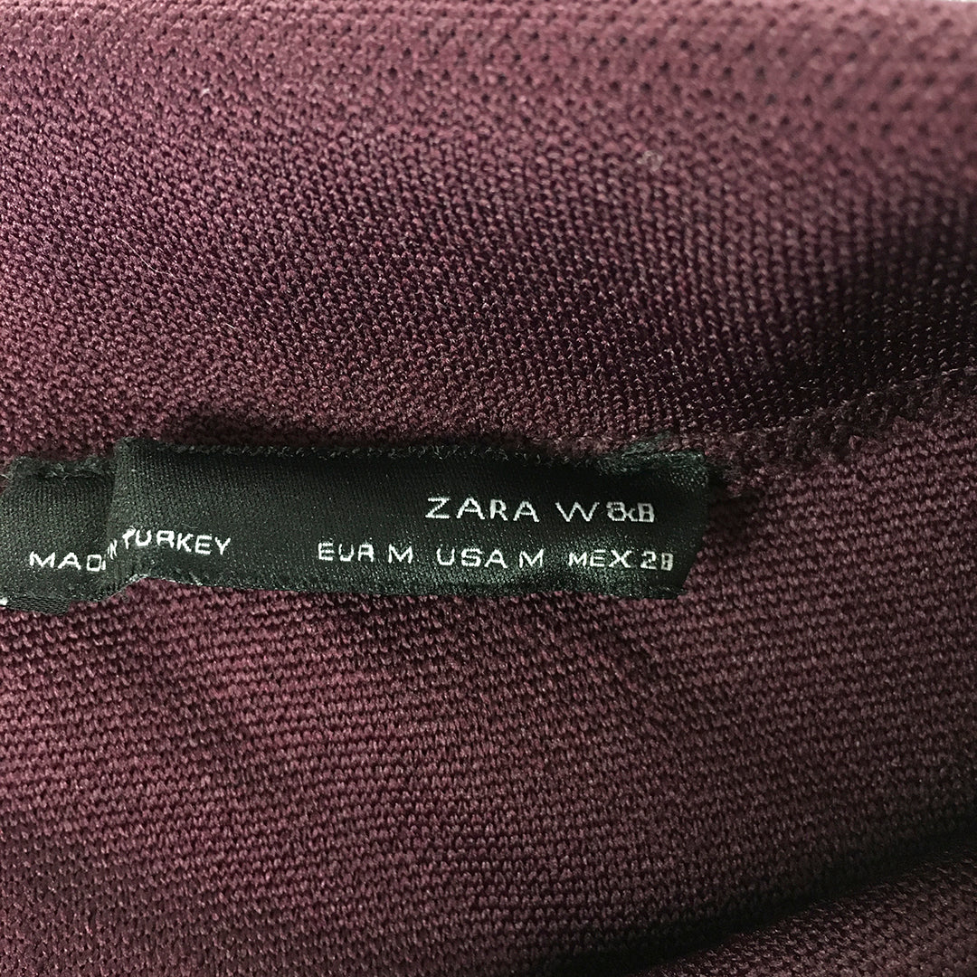 Zara W&B Womens Midi Skirt Size M Purple Stretch Straight