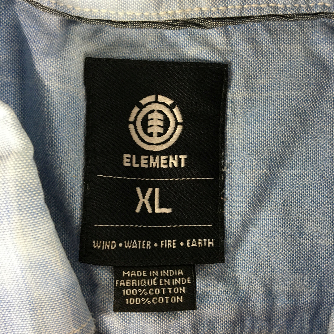 Element Mens Denim Shirt Size XL Blue Short Sleeve Button-Up Pockets Collared