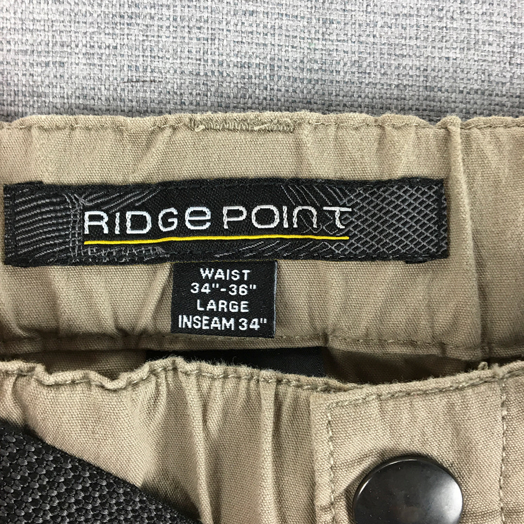 Ridge Point Mens Cargo Shorts Size L Brown Zip Pockets Elastic Waist