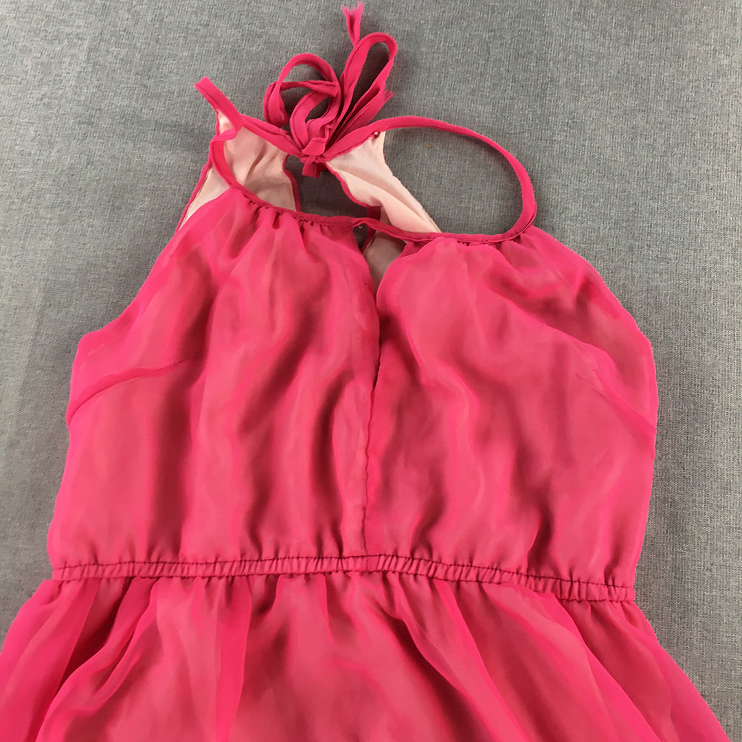 Fahrenheit Womens Mini Dress Size 12 Pink Orange Fit & Flare Sleeveless