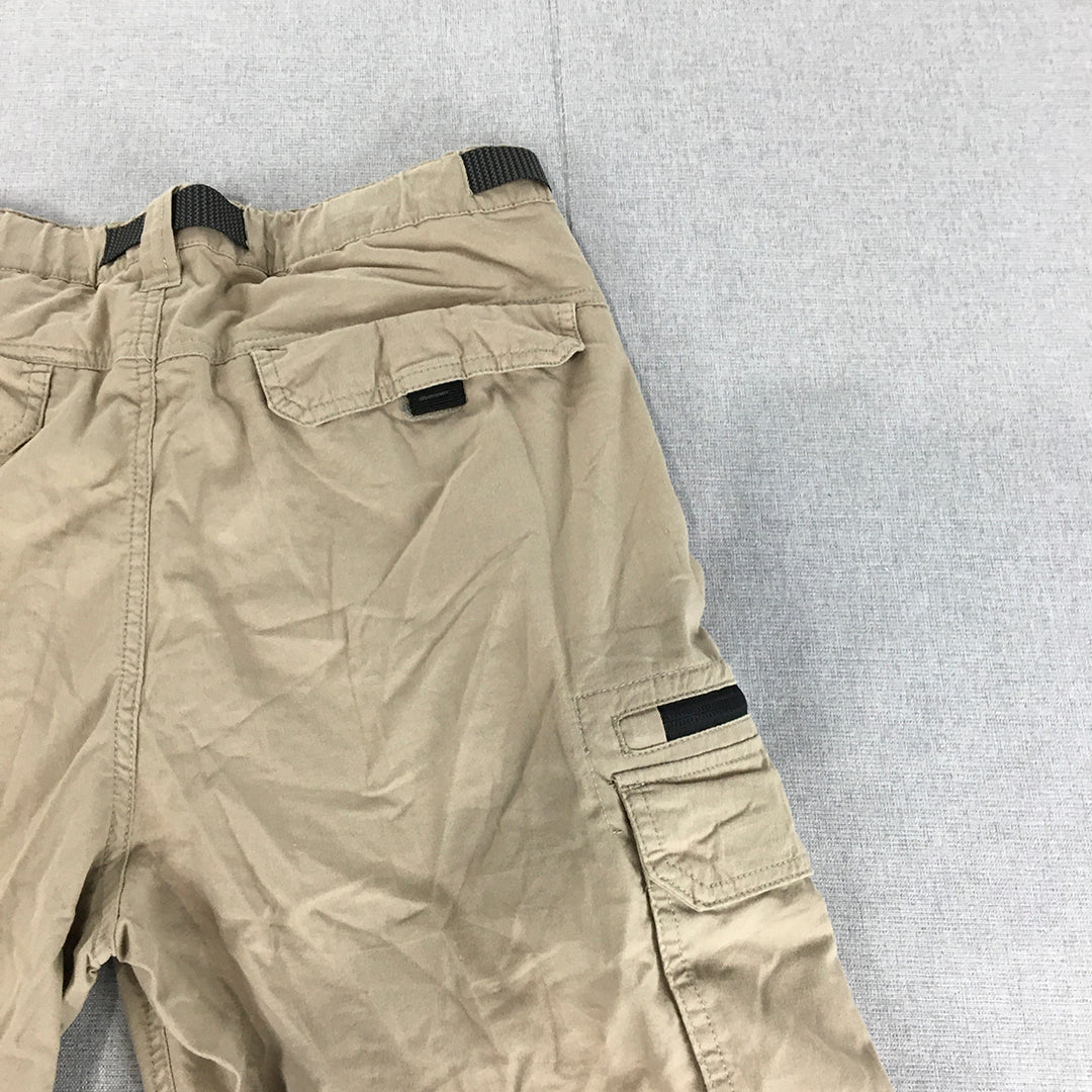 Ridge Point Mens Cargo Shorts Size L Brown Zip Pockets Elastic Waist