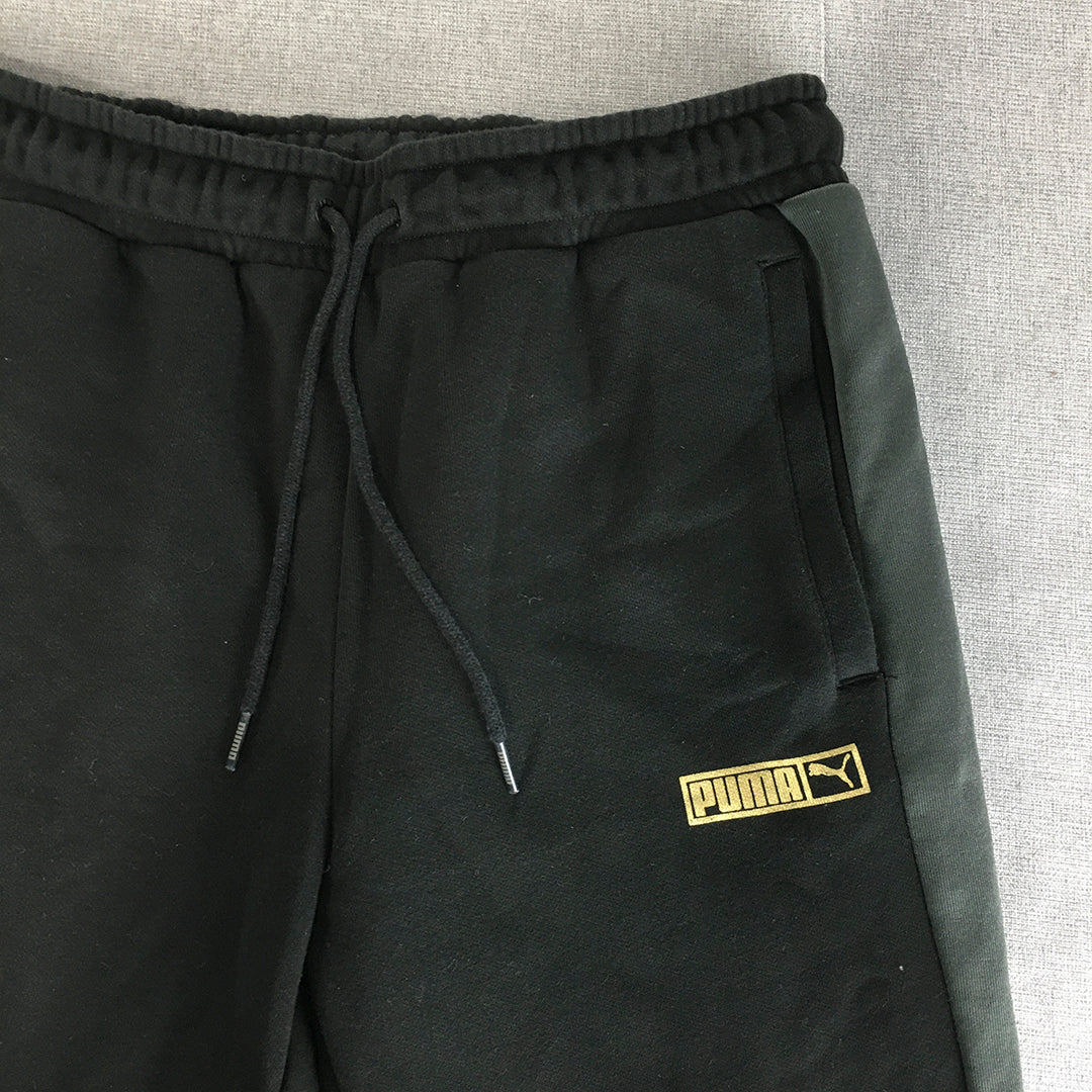 Puma Mens Tracksuit Pants Size S Black Logo Drawstring Jogger