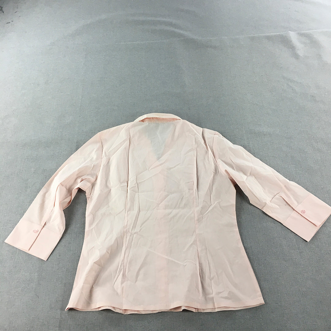 Look Womens Shirt Size XL Pink Button-Up Long Sleeve Collared Top