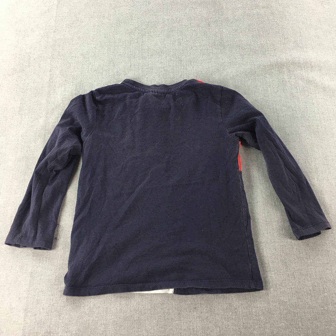 FILA Kids Boys Shirt Size 8 Blue White Long Sleeve Logo Top