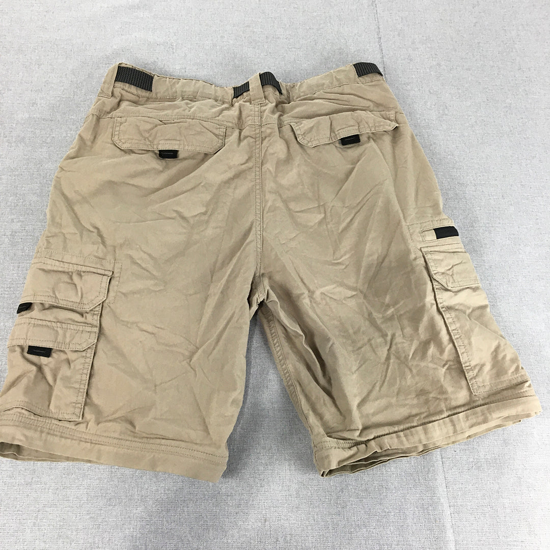 Ridge Point Mens Cargo Shorts Size L Brown Zip Pockets Elastic Waist