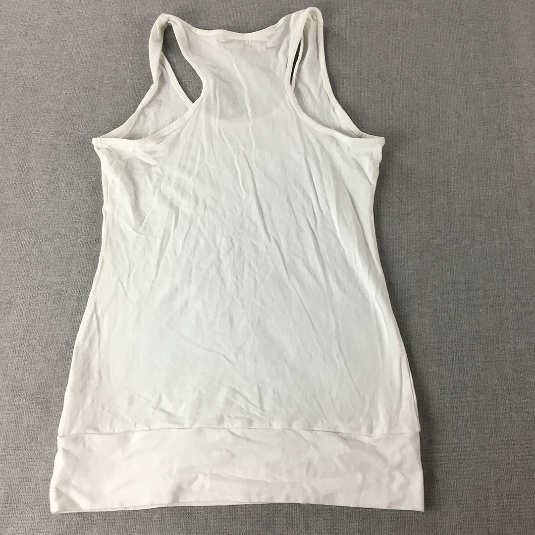 Valleygirl Womens Tank Top Size S White Sleeveless Singlet Shirt