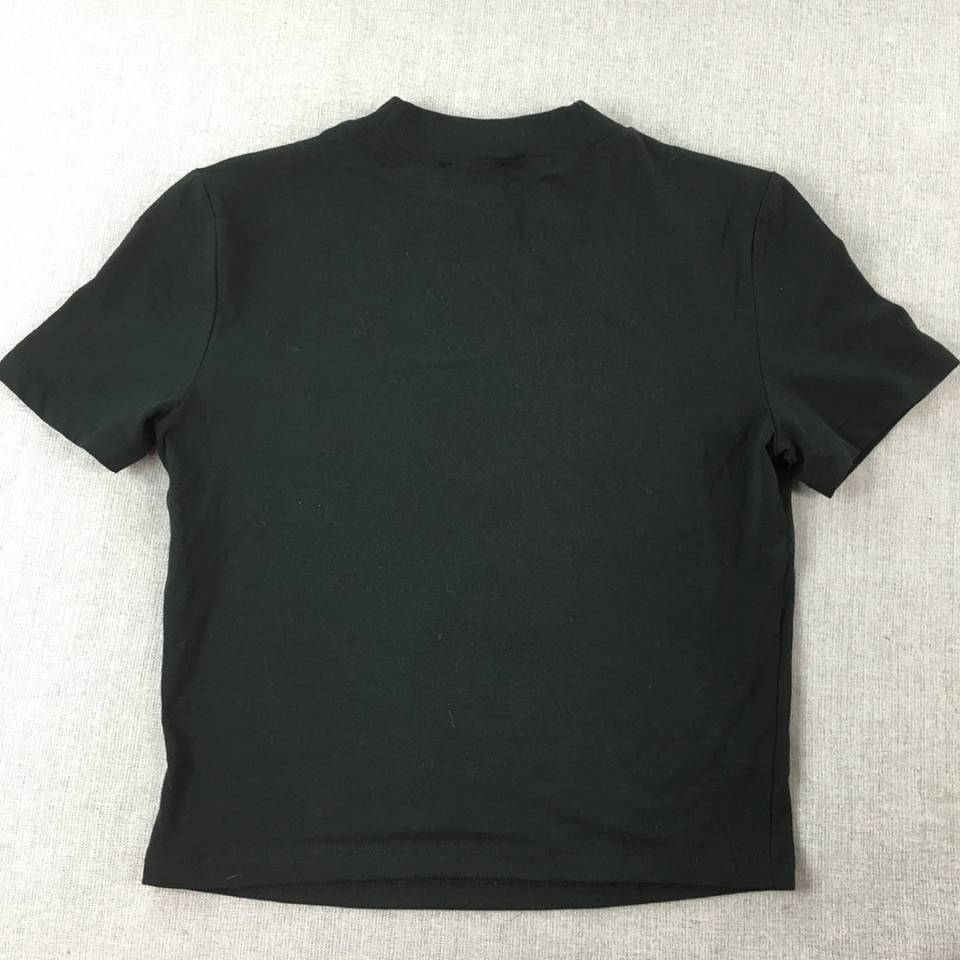 Zara Womens T-Shirt Size L Black Short Sleeve Top