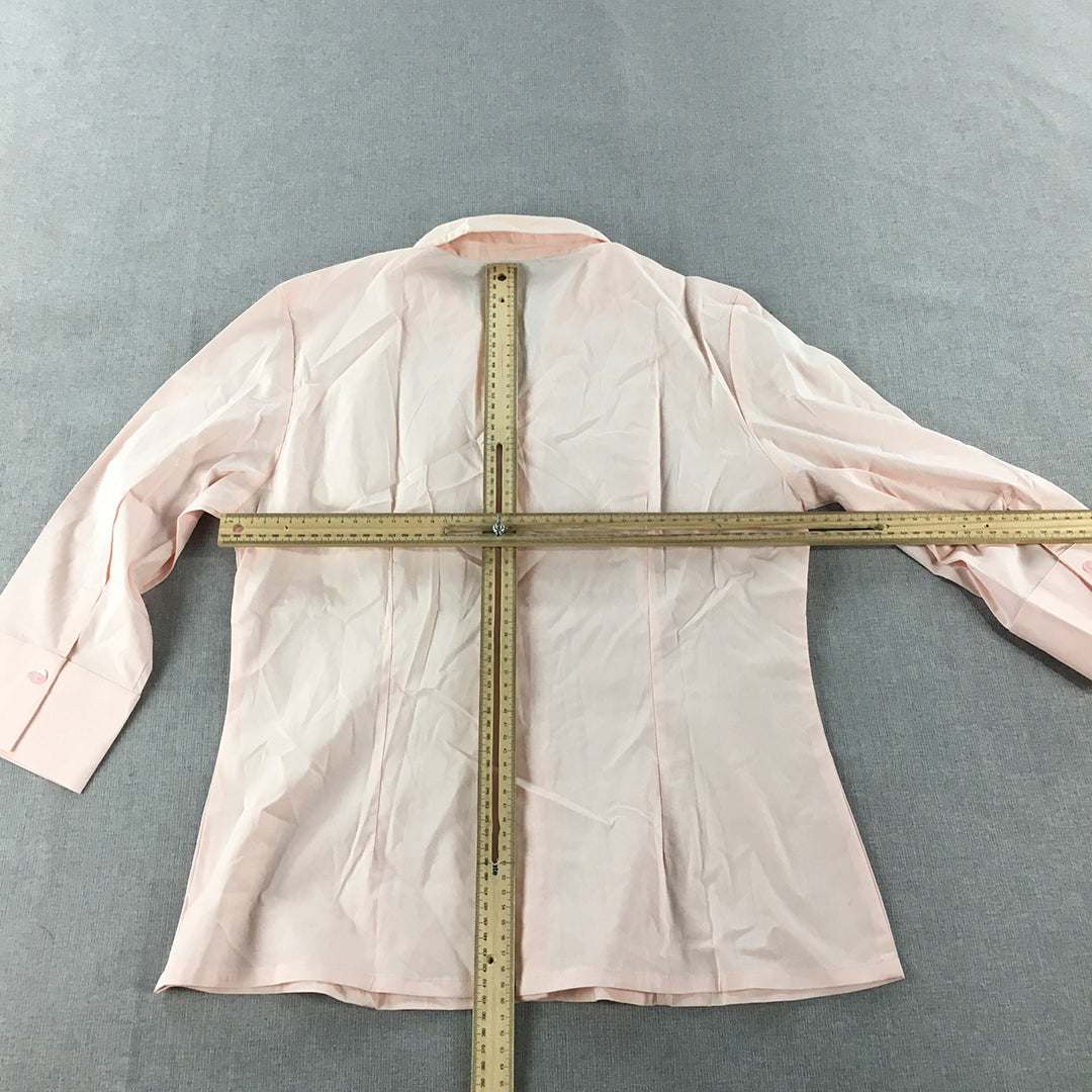 Look Womens Shirt Size XL Pink Button-Up Long Sleeve Collared Top