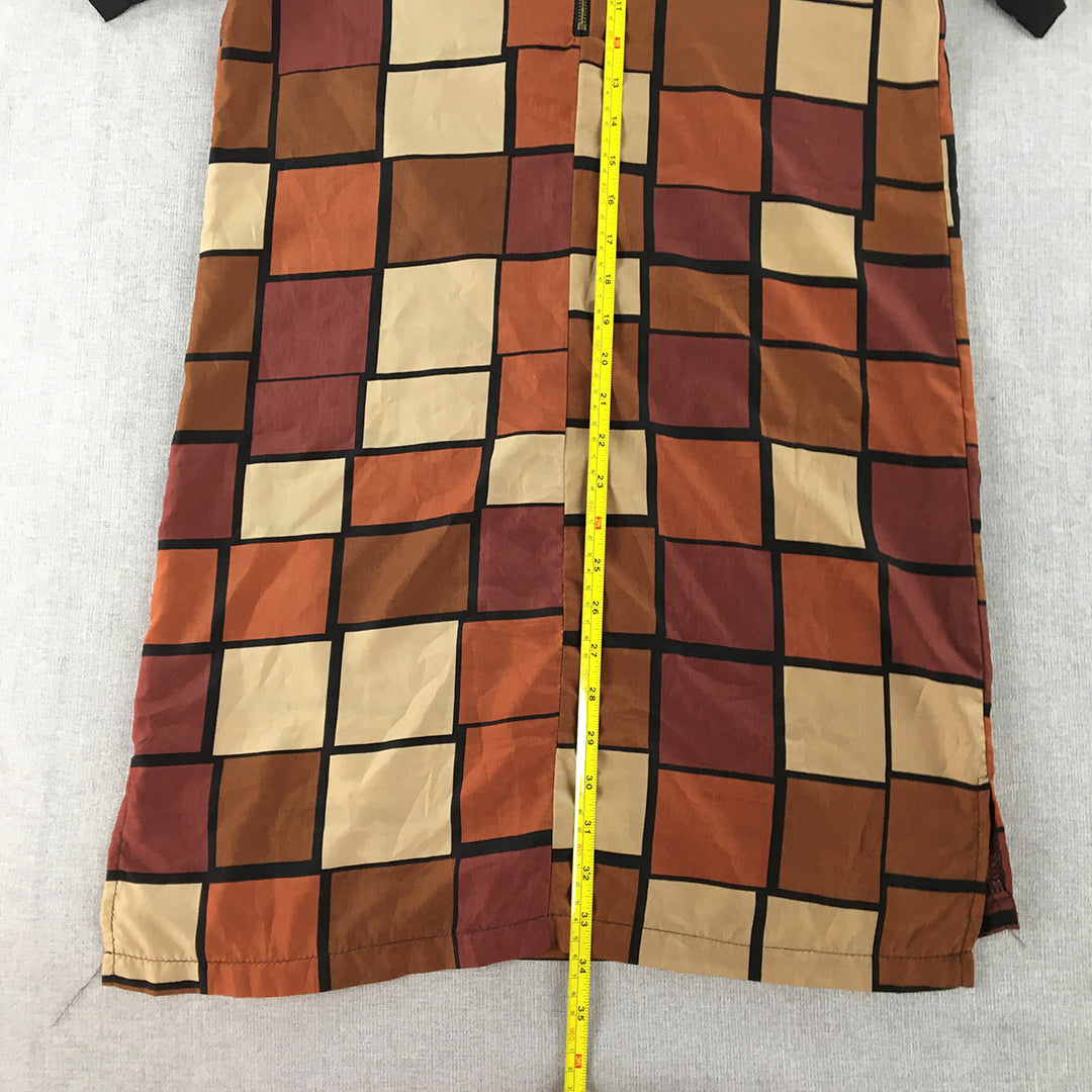 8 Birdies Womens Mini Dress Size S Brown Geometric Short Sleeve A-Line