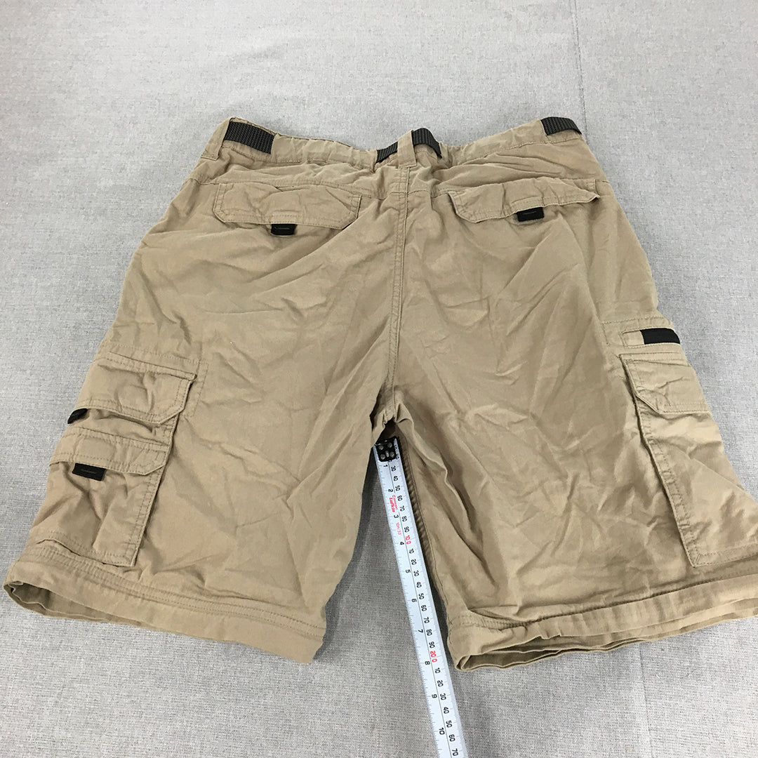 Ridge Point Mens Cargo Shorts Size L Brown Zip Pockets Elastic Waist