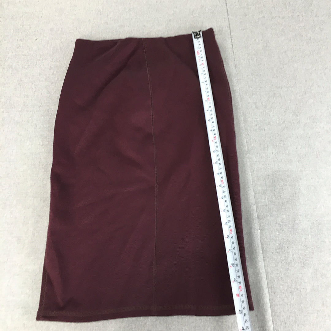 Zara W&B Womens Midi Skirt Size M Purple Stretch Straight