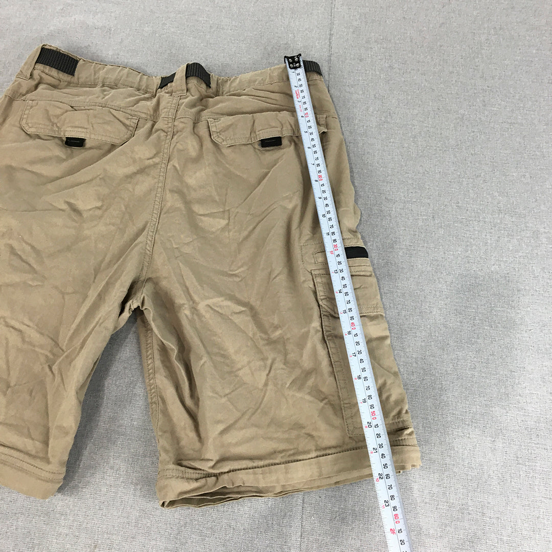 Ridge Point Mens Cargo Shorts Size L Brown Zip Pockets Elastic Waist