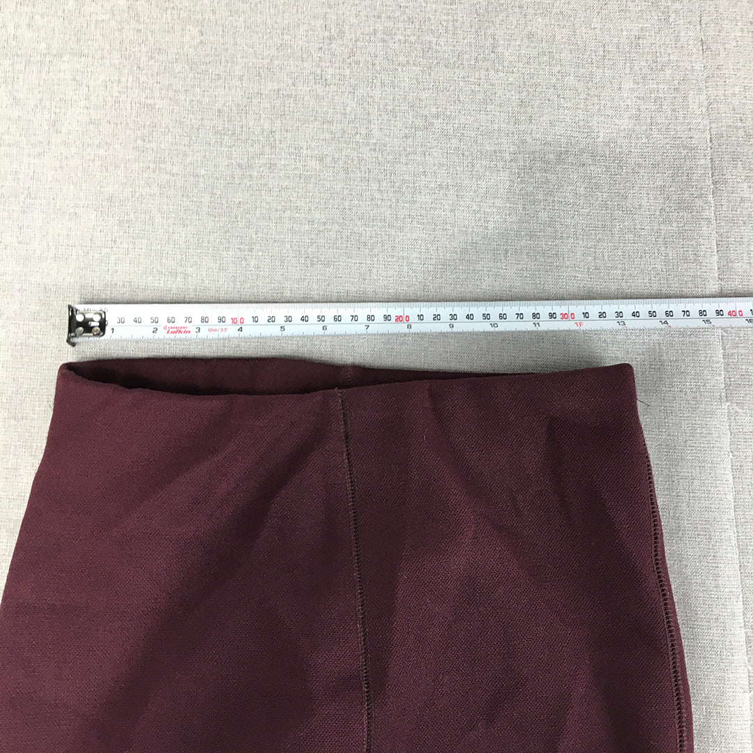 Zara W&B Womens Midi Skirt Size M Purple Stretch Straight