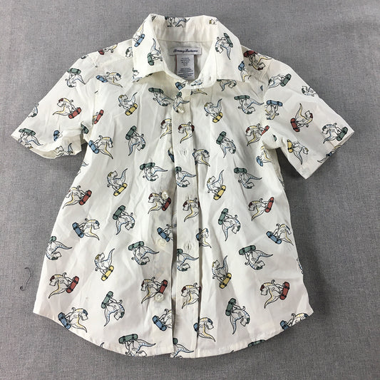 Tommy Bahama Kids Boys Shirt Size 6 White Button-Up Dinosaur Pattern