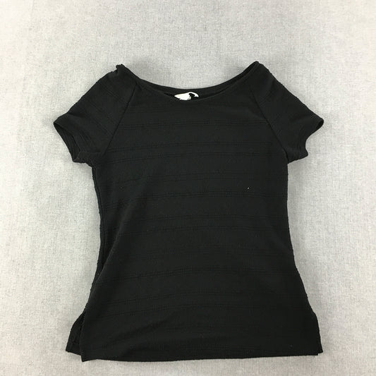 H&M Womens Knit Top Size M Black Short Sleeve Stretch Fabric