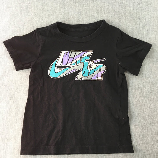 Nike Air Kids Boys T-Shirt Size 6 - 7 Years Black Logo Crew Neck Short Sleeve