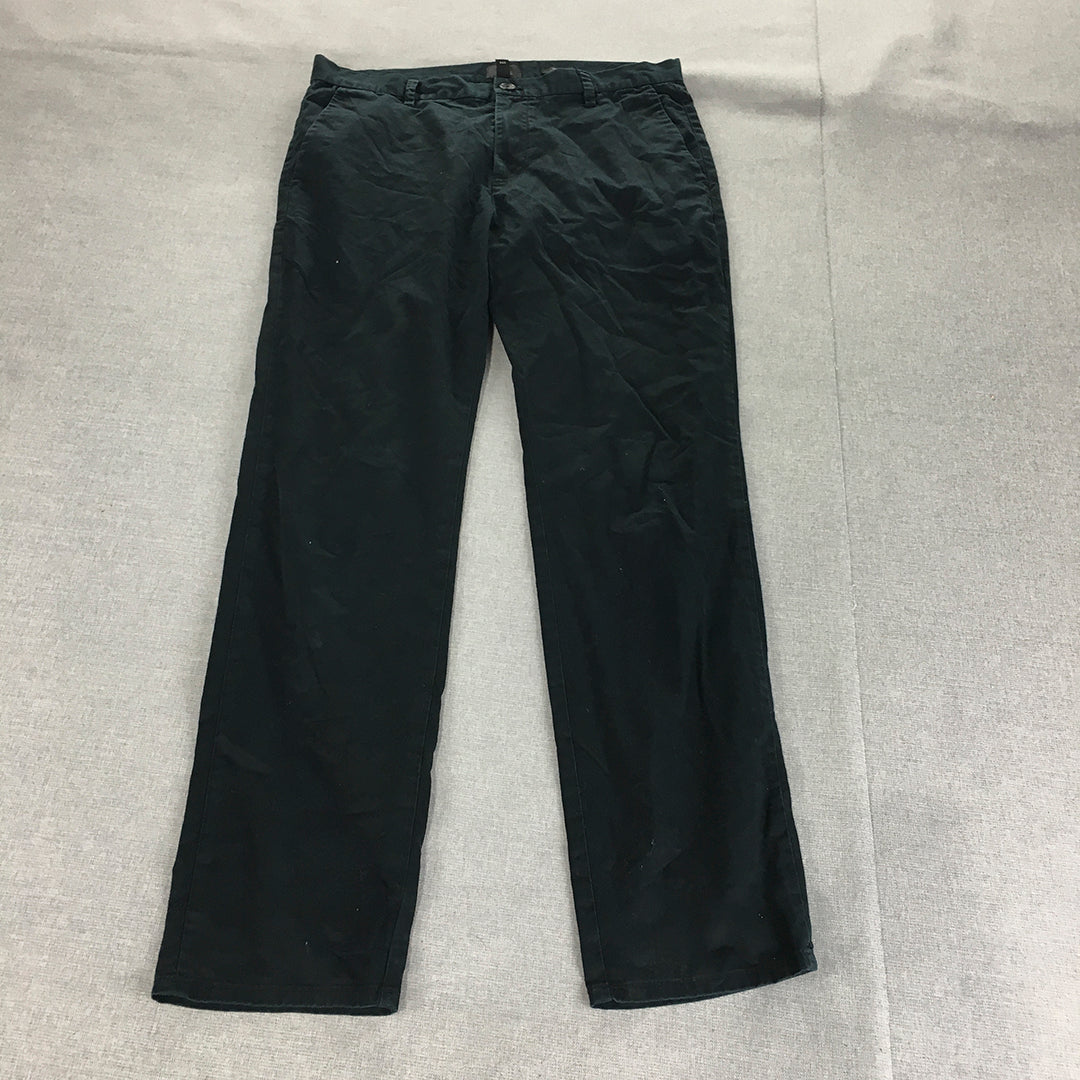 H&M Mens Chino Pants Size 33 Navy Blue Straight Trousers