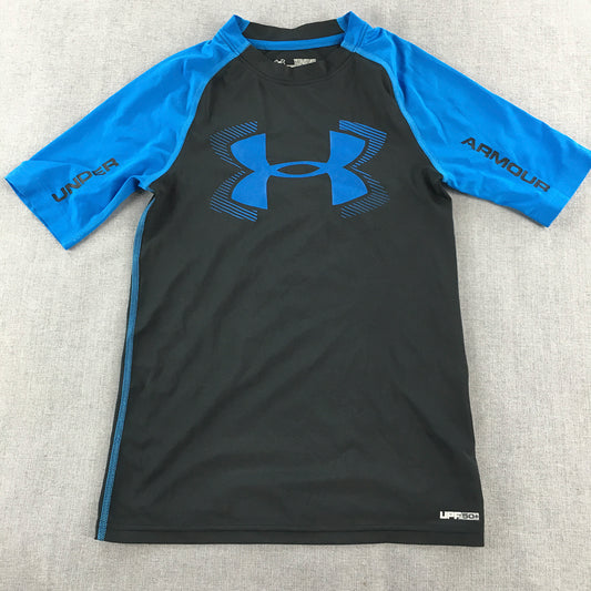 Under Armour Kids Boys T-Shirt Size Youth M Fitted Black Blue Logo