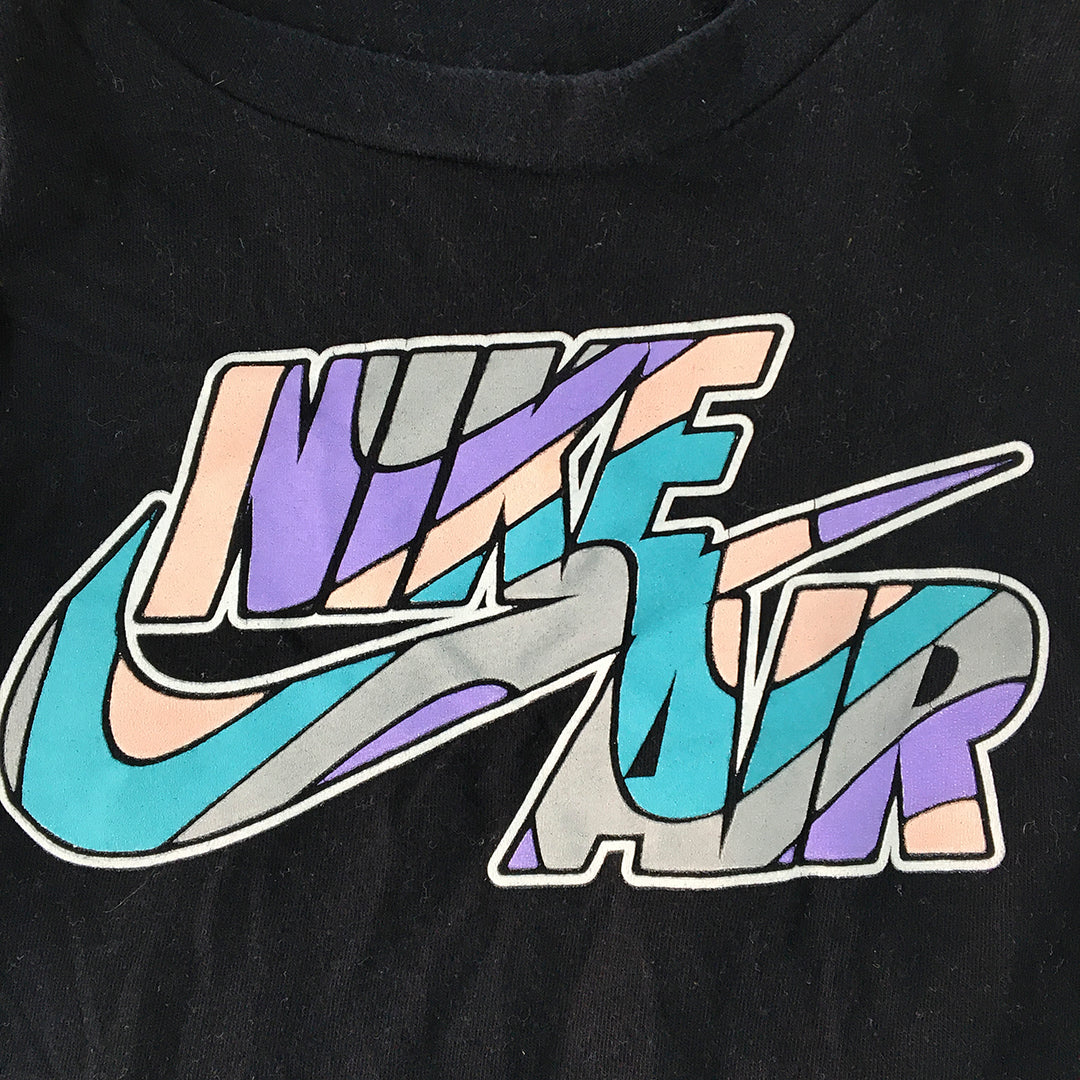 Nike Air Kids Boys T-Shirt Size 6 - 7 Years Black Logo Crew Neck Short Sleeve