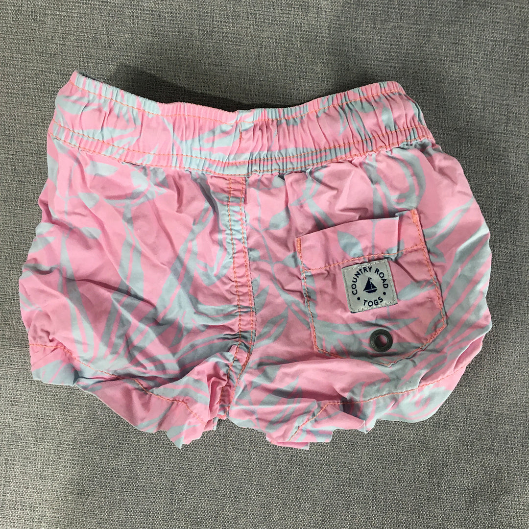 Country Road Baby Shorts Size 000 (0 - 3 Months) Pink Hawaiian Drawstring