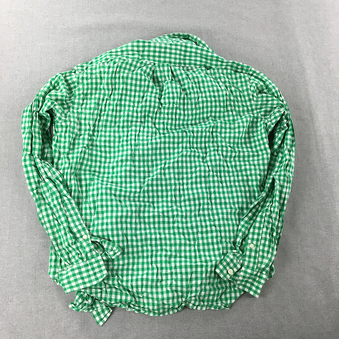 American Living Mens Shirt Size L Green White Checkered Button-Up