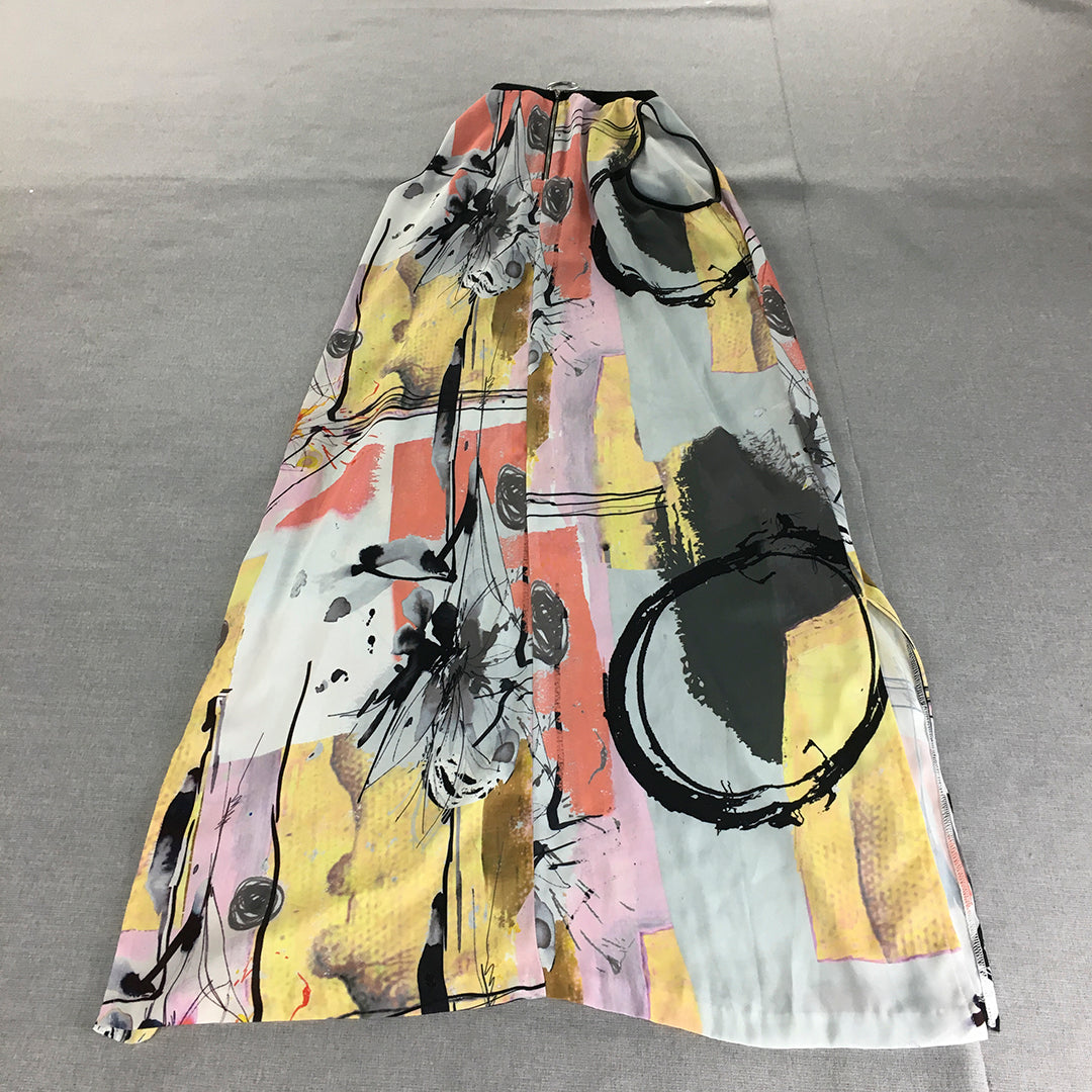 Studio W Womens A-Line Dress Size 16 Grey Yellow Abstract Geometric Midi