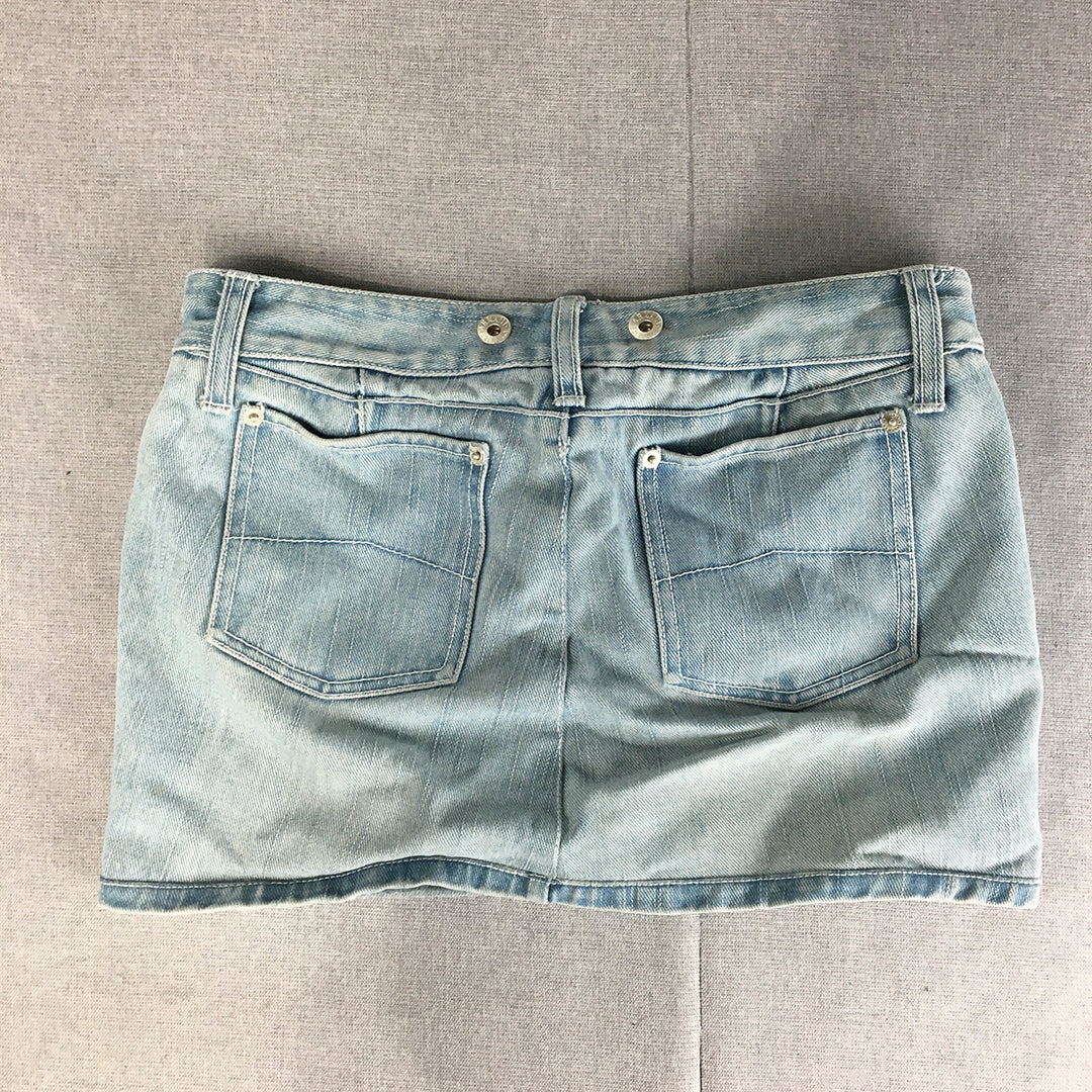 Armani Exchange Womens Denim Mini Skirt Size 6 Light Blue Pockets