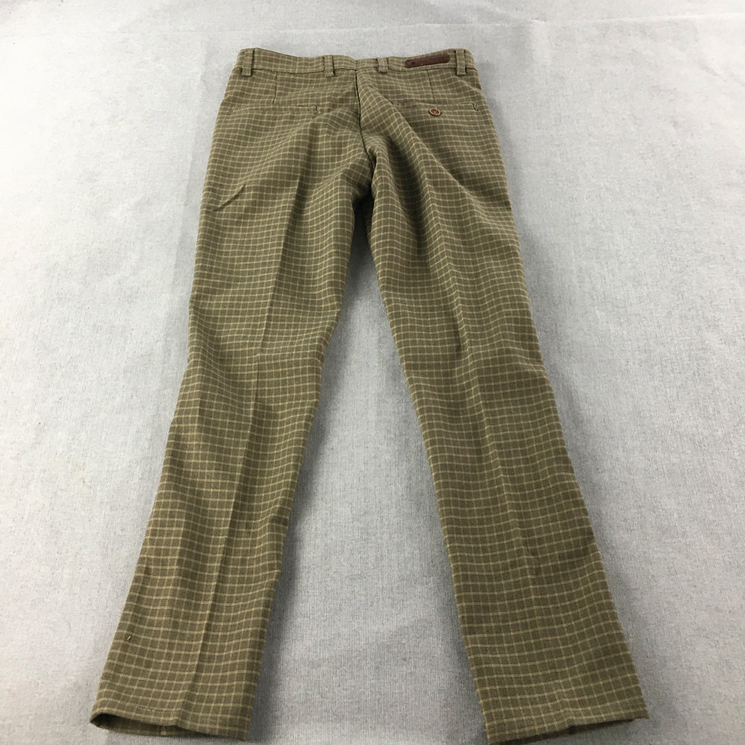 Louis Philippe Mens Dress Pants Size 32 Brown Checkered