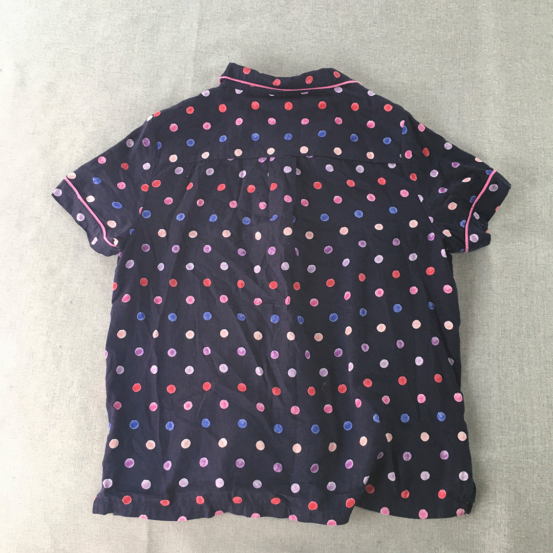 Peter Alexander Womens Sleep Shirt Size M Navy Blue Polka Dot Pajama Button