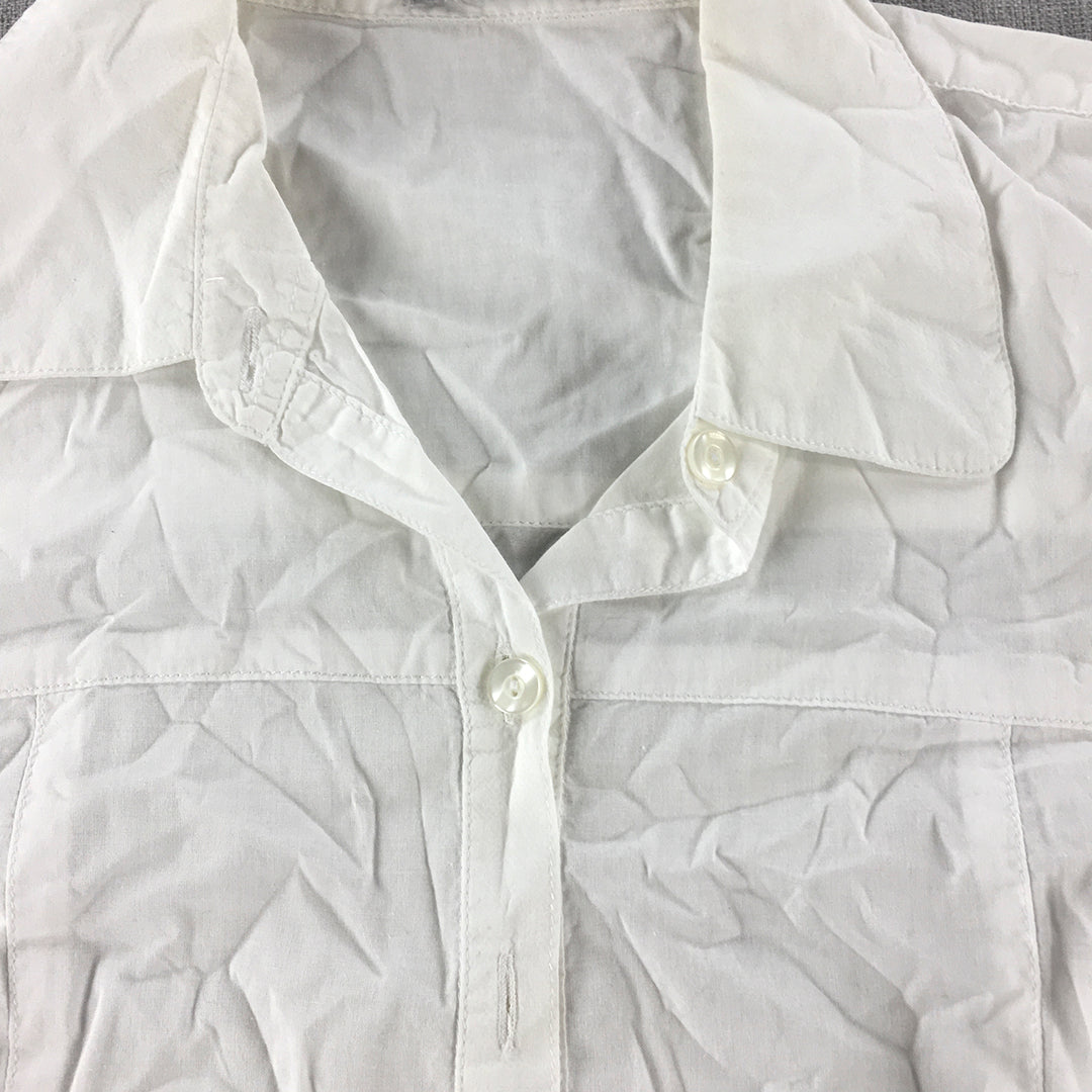 Contempo Womens Shirt Size XL White Short Sleeve Button-Up Collared Top