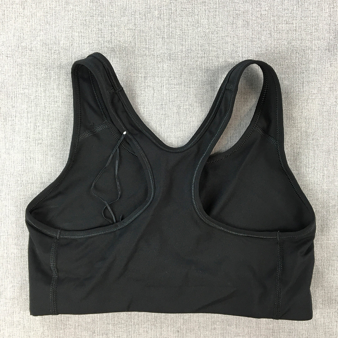 Nike Womens Sports Bra Size M Black Big Swoosh Logo Cropped Top