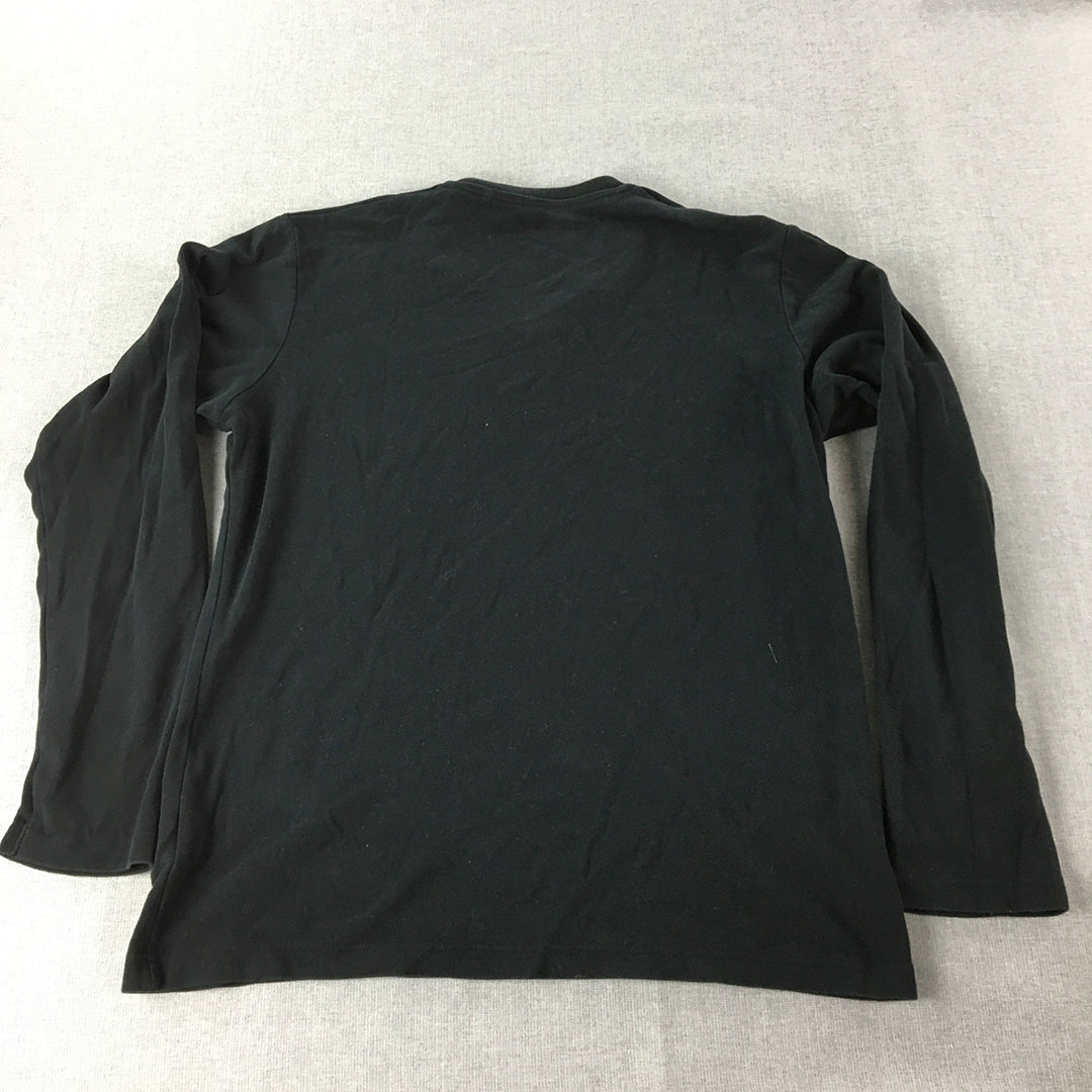 Uniqlo Womens Top Size M Black V-Neck Long Sleeve Pullover Shirt