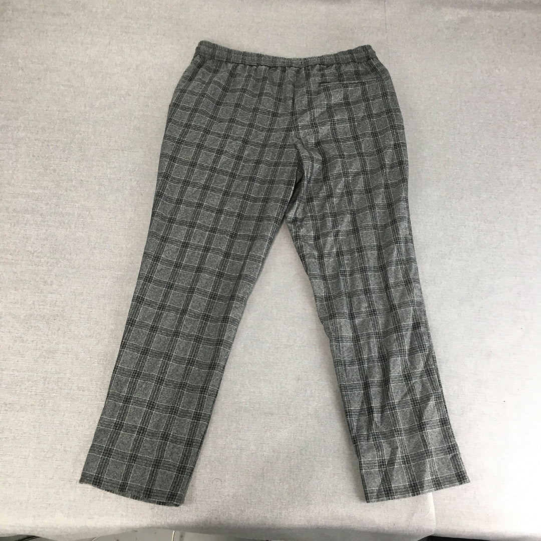 New Look Mens Pants Size M Grey Checkered Drawstring Casual Jogger