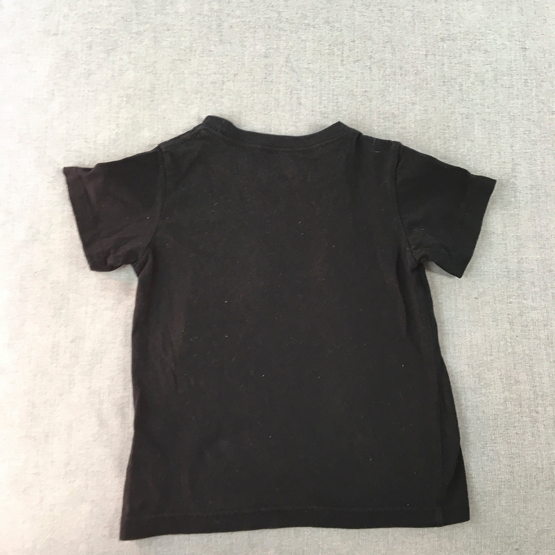 Nike Air Kids Boys T-Shirt Size 6 - 7 Years Black Logo Crew Neck Short Sleeve