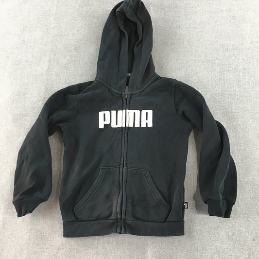 Puma Kids Boys Hoodie Jacket Size 6 Black Logo Zip-Up Pockets Coat