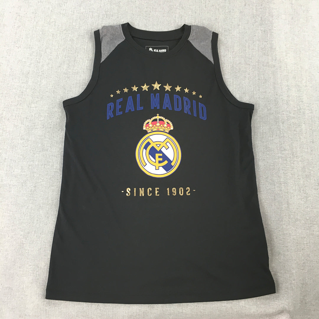 Real Madrid Kids Boys Tank Top Youth Size L (12 - 14 Years) Black Sleeveless