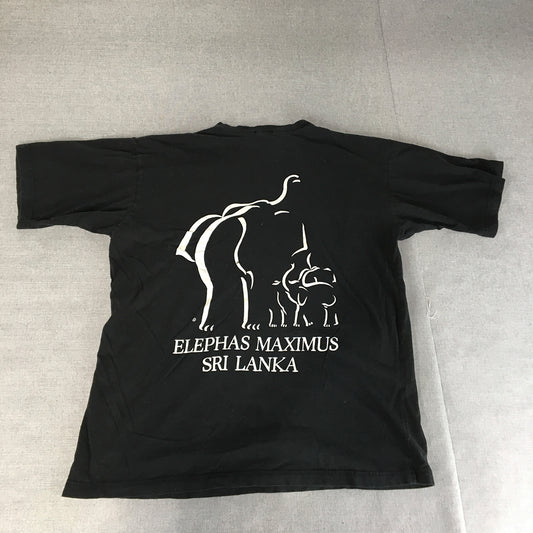 Odel Sri Lanka Elephants Mens T-Shirt Size M Black Short Sleeve Tee