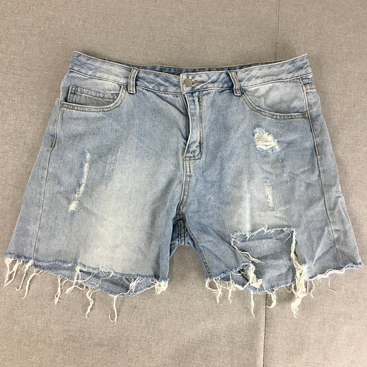 Amelius Womens Denim Shorts Size 14 Blue Light Wash Raw Hem Jorts