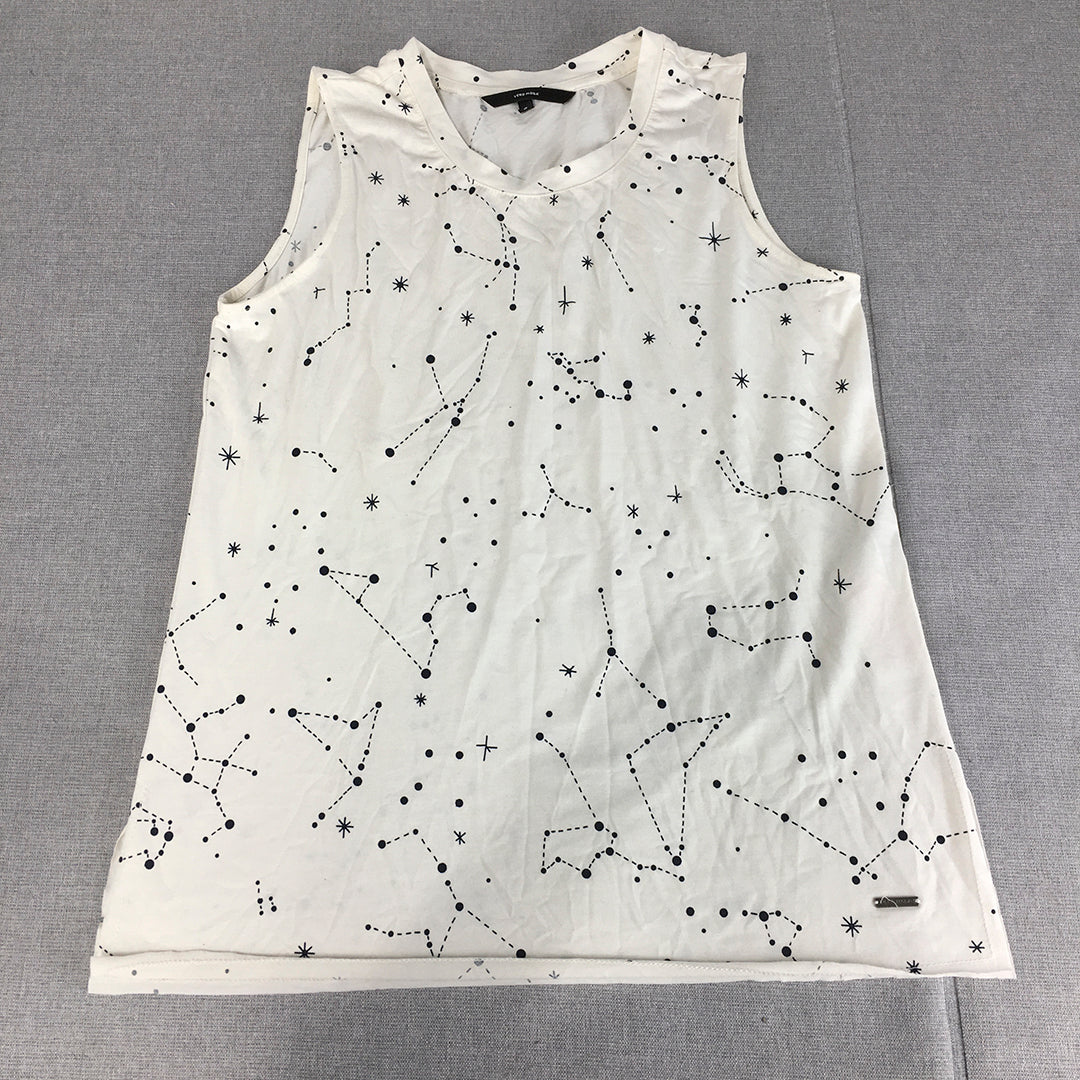 Vero Moda Womens Tank Top Size M White Star Constellations Sleeveless Shirt