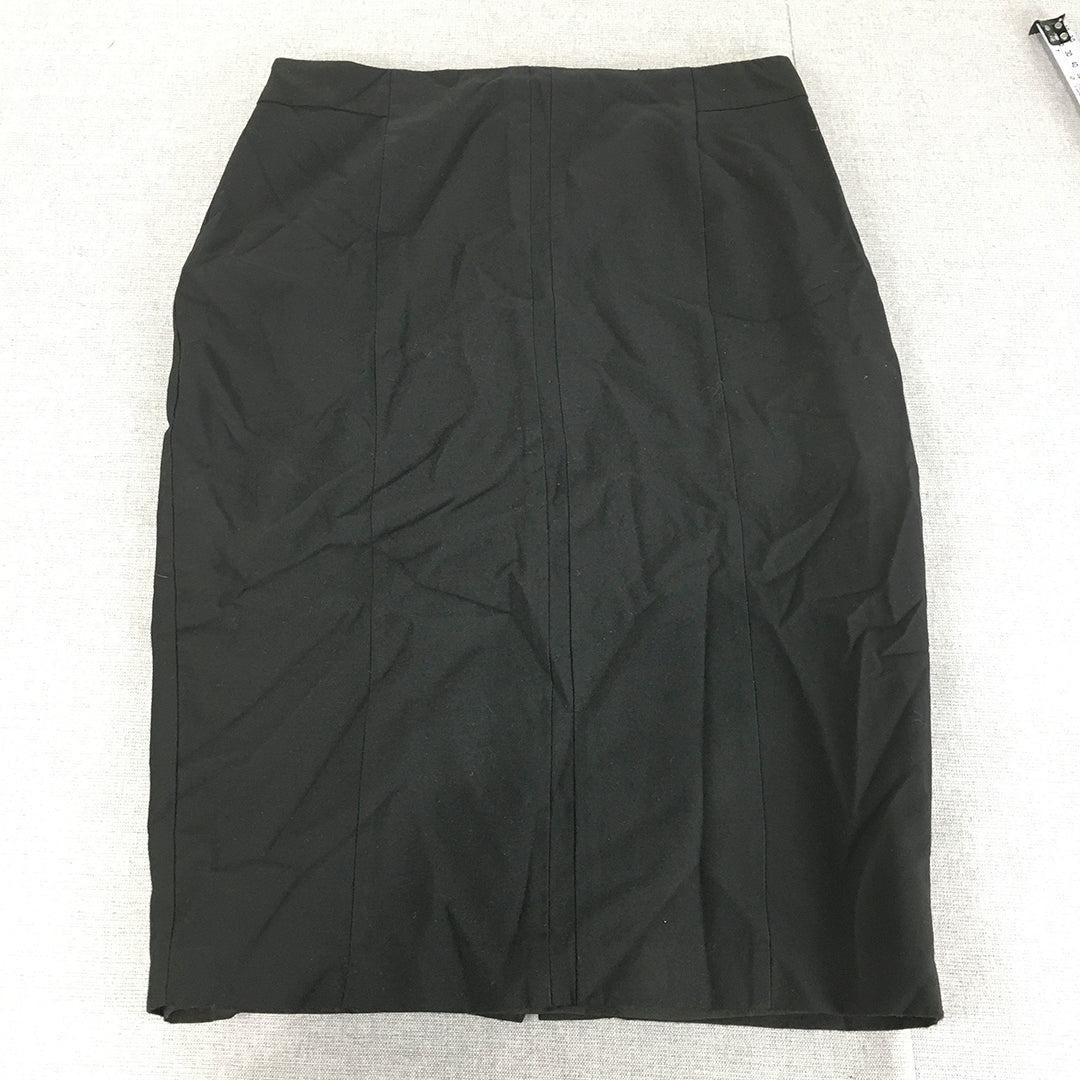 Portmans Status Womens Pencil Skirt Size 10 Black Midi Straight