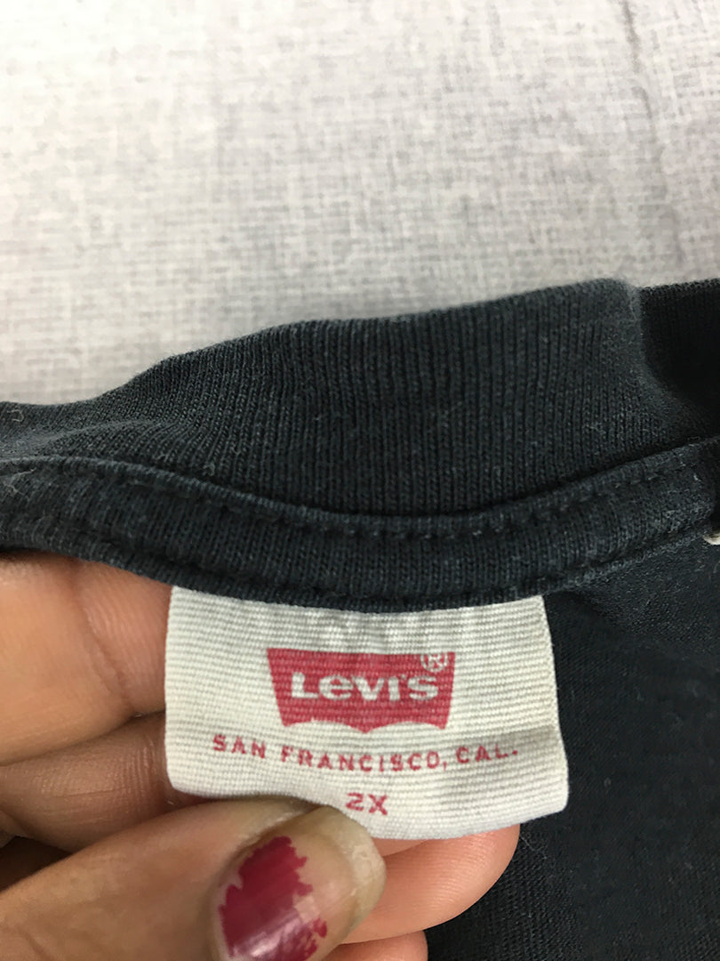 Levi's Womens T-Shirt Size 2X Black Logo Short Sleeve Crew Neck Tee