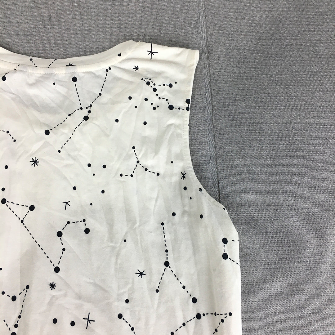 Vero Moda Womens Tank Top Size M White Star Constellations Sleeveless Shirt