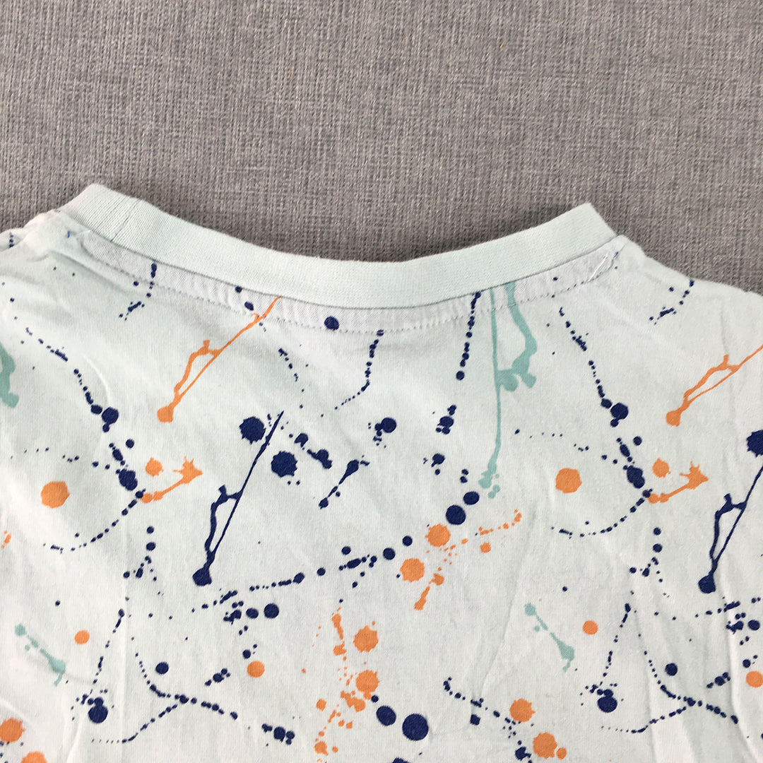 H&M Kids Boys T-Shirt Size 5 - 6 Years White Short Sleeve Paint Splatter Top