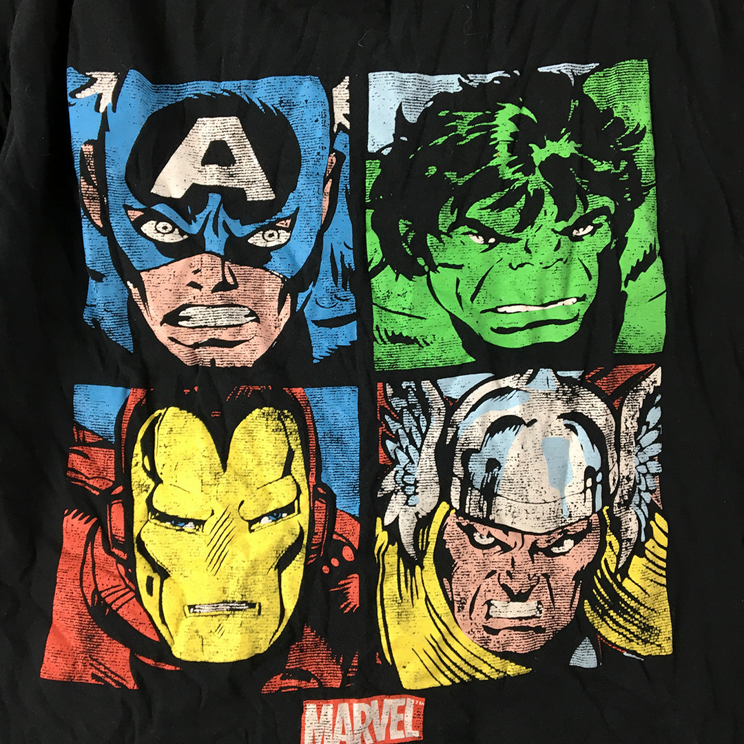 Marvel Superheros Mens T-Shirt Size S Black Hulk Iron Man Thor Captain America