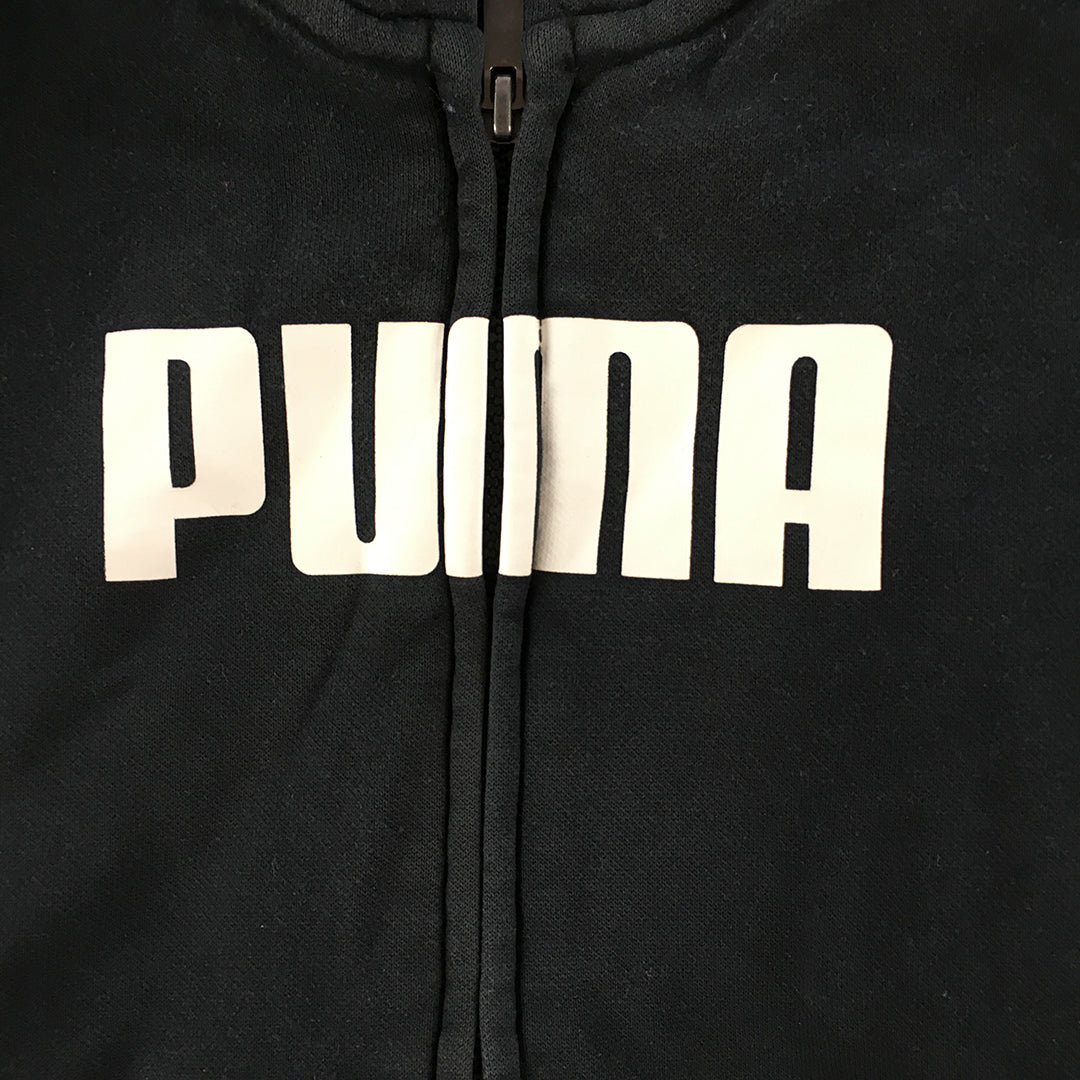 Puma Kids Boys Hoodie Jacket Size 6 Black Logo Zip-Up Pockets Coat