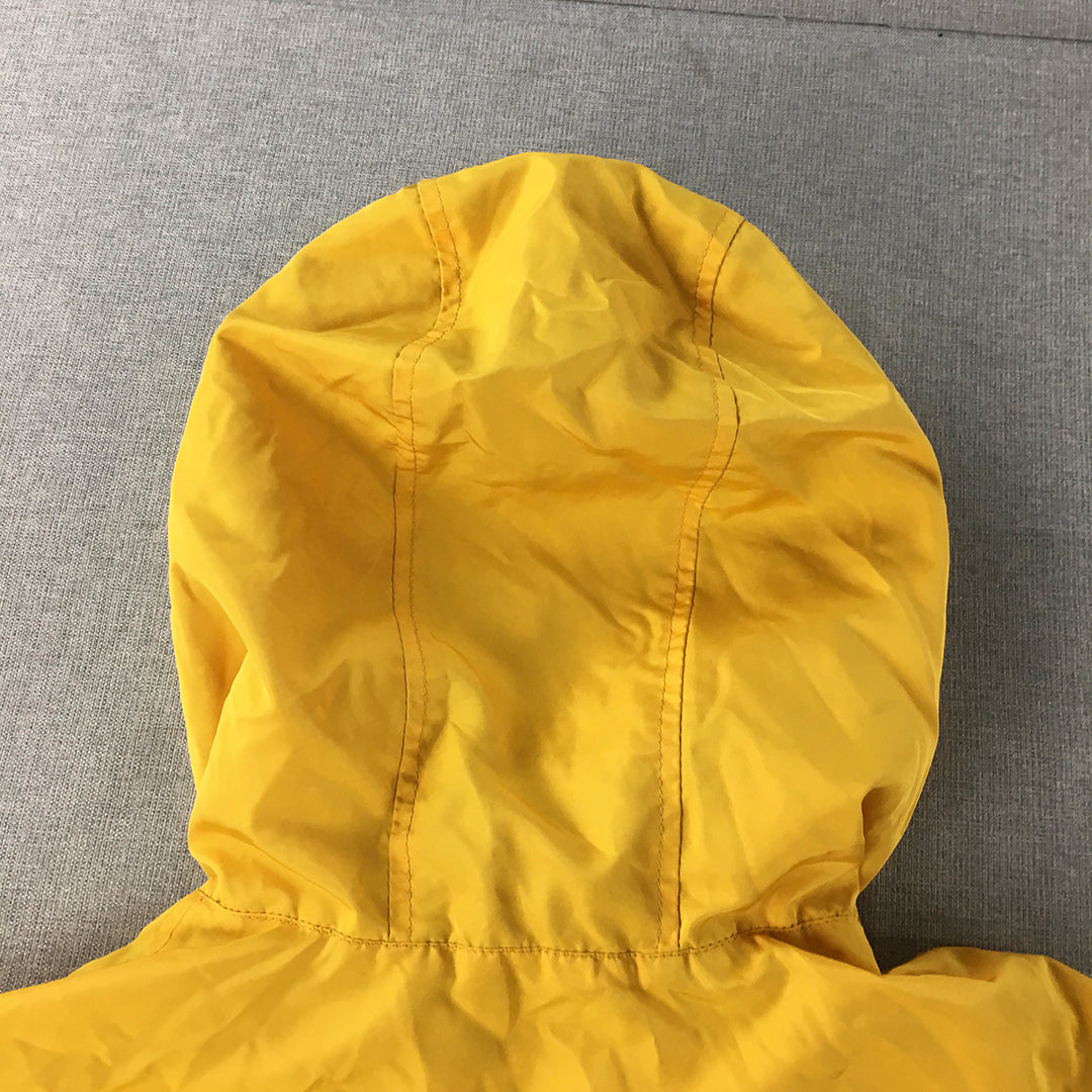 H&M Mens Raincoat Size M Yellow Navy Blue 1/4 Zip Hoodie Pullover