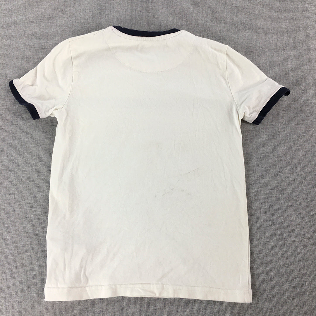 Ben Sherman Kids Boys T-Shirt Size 8 - 9 Years White Logo Crew Neck Top