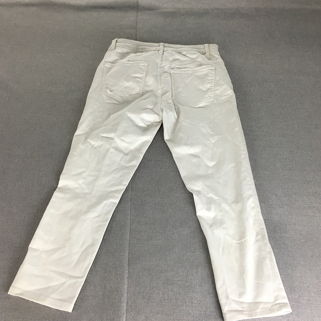 Witchery Womens Jeans Size 9 White Ripped Ankle Crop Stretch Slim Fit Denim