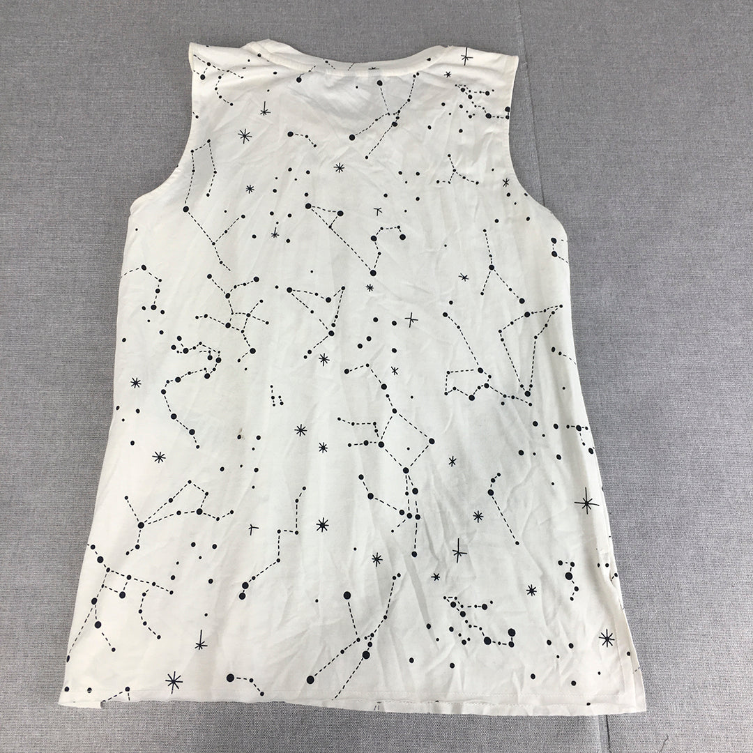 Vero Moda Womens Tank Top Size M White Star Constellations Sleeveless Shirt